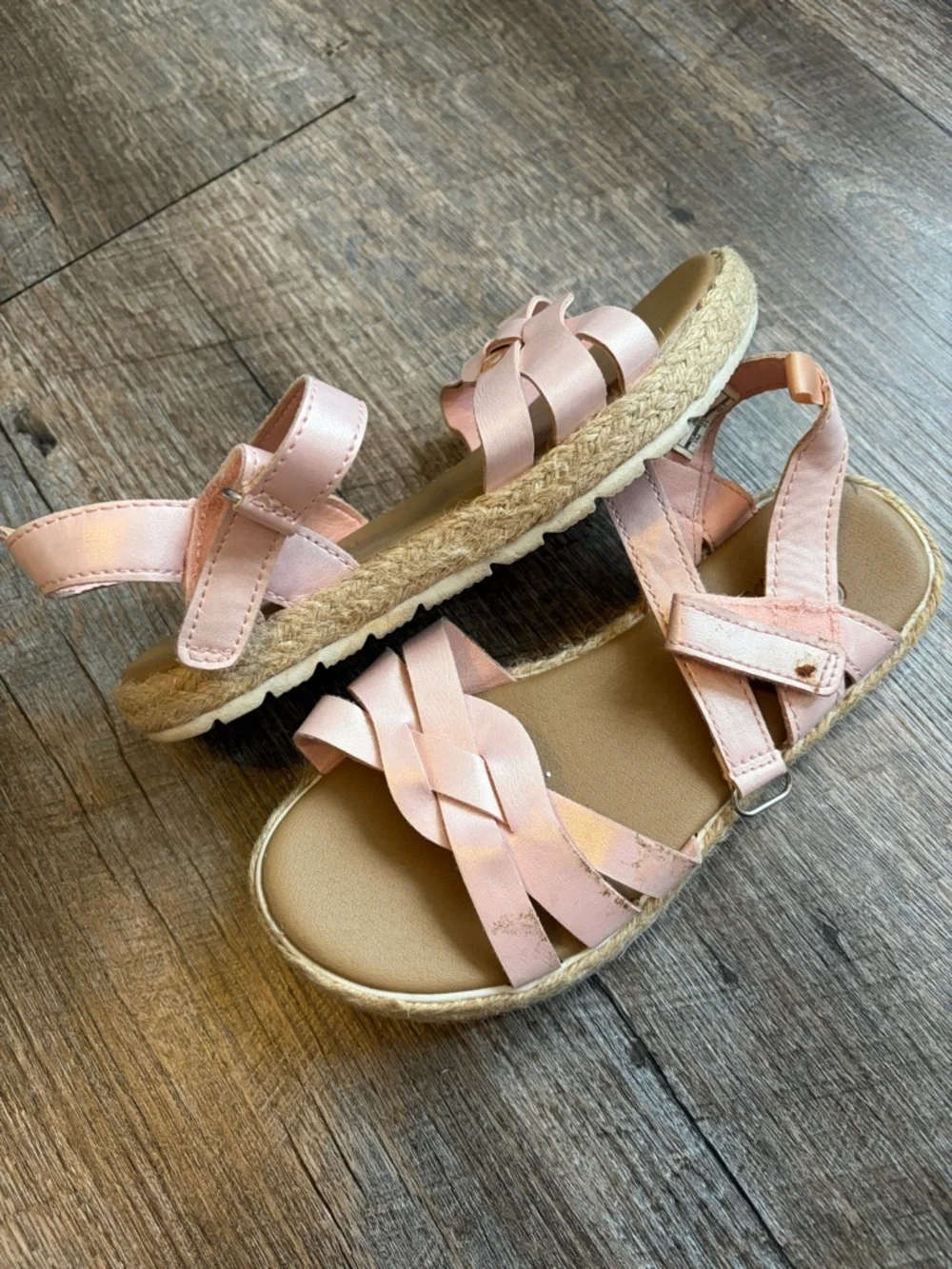 🌸 $10 SALE 🌸 Oshkosh Girls' Pink Strappy Espadrille Sandals size 13c